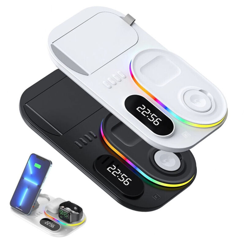 Andowl - Stazione Di Ricarica Wireless 4in1 Multifunzione 30w Per Smartphone Airpods Smartwatch A06 -