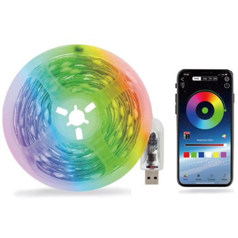 Andowl - Striscia Led Rgb5050 Usb 5v Dc Da 5 Mt Con Telecomando Impermeabile Ip65 App Q-dt70 -