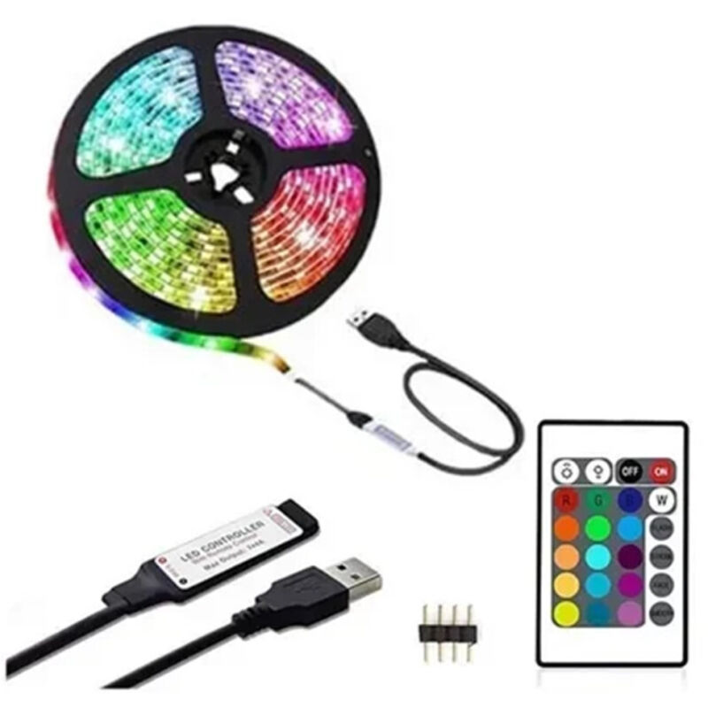 Andowl - Striscia Luminosa A Led Rgb 10mt Con Telecomando Usb-ir 5v Smd5050 Impermeabile Q-dt75 -