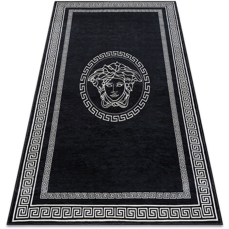 RUGSX ANDRE 2031 washing carpet Frame medusa greek anti-slip - black / white black 120x170 cm