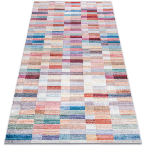 ANDRE 2295 Waschteppich Streifen Anti-Rutsch - rosa / blau multicolour 80x150 cm