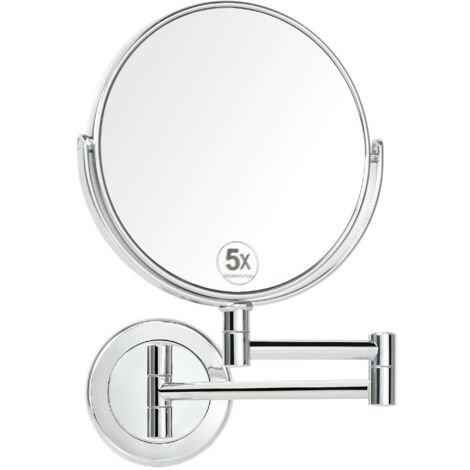 ANDREA HOUSE BA5014 Espejo de Pared Redondo 5 Aumentos Extensible Cromado - ref: BA5014