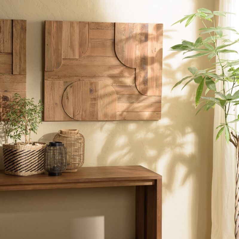 Andrian - Décoration murale d - 98x80cm formes géométriques Pin recyclé