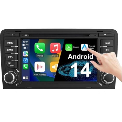 Android 14 Autoradio pour Audi A3 S3 RS3 2003-2012, 7 Pouces Radio avec GPS Navi Dab+ FM RDS 4G WiFi Bluetooth SWC Soutien Carplay Android Auto(Octa-Core, 2GB ROM+64 GB ROM)