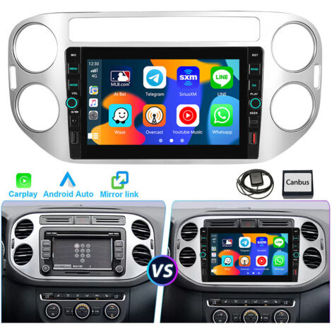 Android 15 pour VW Tiguan 5N 2007-2016 Golf Plus Navigation CarPlay GPS USB Type-C 32 Go