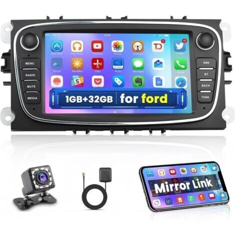 Android Autoradio pour Ford Focus C-Max S-Max Mondeo Kuga Galaxy, Poste Radio Voiture Bluetooth Stéréo avec GPS 7 Pouces.[G489]