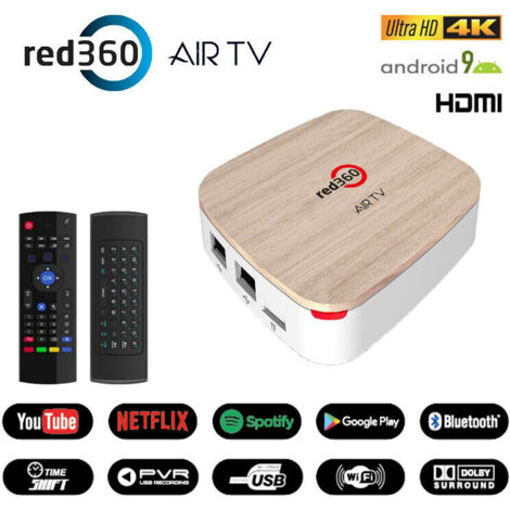 ANDROID SMART BOX OTT PLAYER RED 360 4K AIRTV + CLAVIER / TELECOMMANDE SANS FIL