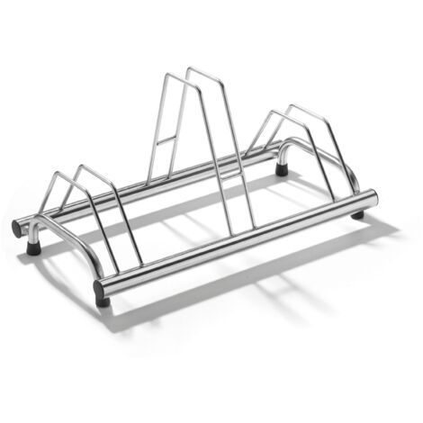 Andrys Aparcabicicletas 3 Plazas con Tapones de PVC Alto/Bajo Acero Inox