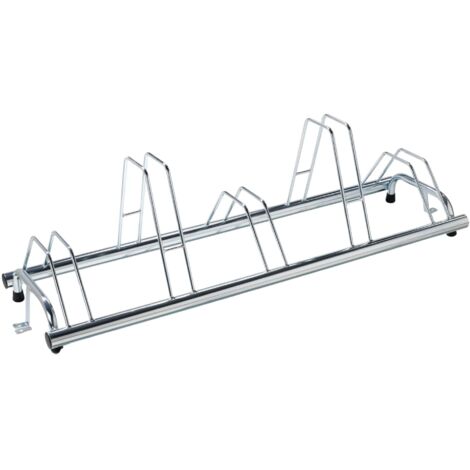 Andrys Aparcabicicletas 5 Plazas con Tapones de PVC Alto/Bajo Galvanizado Plata