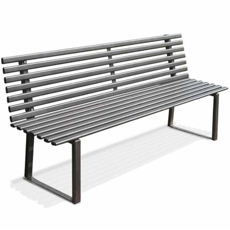 ANDRYS – Panchina da Esterno Design Moderno, con Viterie e Tappi in Pvc Neri, in Acciaio Zincato a Freddo con Verniciatura in Polvere, Colore Nero, 190 x 82 x 50 cm - Dimensioni: L 150 cm - P 35 kg - 