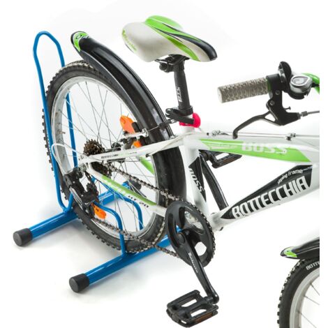 ANDRYS - Porta Biciclette per Bambini dai 3 ai 10 Aanni, con Piedistallo, 1 Posto, 38.5 x 29 x 50 cm, Colore Blu - Colore: Blu - Posti: 1 - Finitura: Verniciato