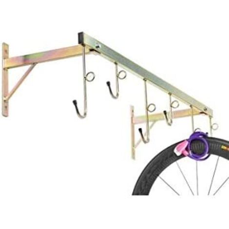 Andrys - Porte-Vélos Mural avec Support de Fixation et Tube Frontal, avec Vis et Bouchons, en Acier Galvanisé, Or Tropical, 126x37x30 cm, 6 Places