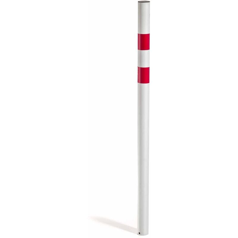 Andrys - Poteau de Signalisation avec Autocollants Réfléchissants Rouges, Sans Anneaux pour Chaîne, à Encastrer, avec Tube en PVC Noir, en Acier,