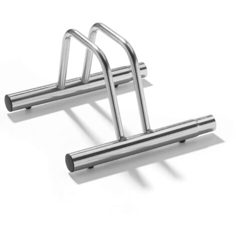 Andrys - Soporte de Suelo para Bicicletas de Acero Inoxidable, Color Gris, 42 x 38.5 x 26 cm, 1 Puesto