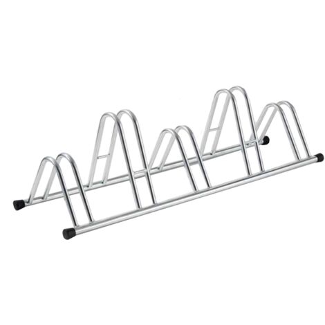 Andrys - Soporte para Bicicletas de 5 Puestos, con Posteggio Alto y Bajo, con Tapones de PVC Negros, Galvanizado en Frío, Plata, 140x42x40 cm