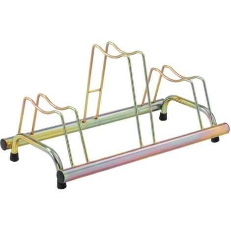 Andrys - Soporte para Bicicletas de Suelo de 3 Puestos, con Plazas Altas y Bajas, También con Freno de Disco, Tropical Oro, 77 x 42 x 41 cm - Posti: 3 - Colore: Oro - Finitura: Zincato