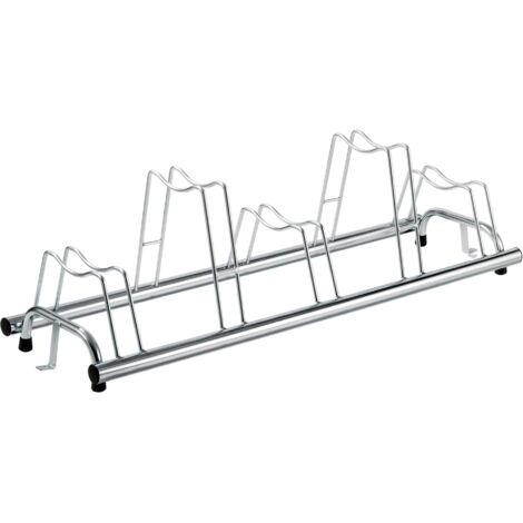 Andrys - Soporte para Bicicletas de Suelo de 5 Puestos, Altos y Bajos, También con Freno de Disco, de Acero Galvanizado, Tropical Oro, 140x42x41 cm - Posti: 5 - Colore: Argento - Finitura: Zincato