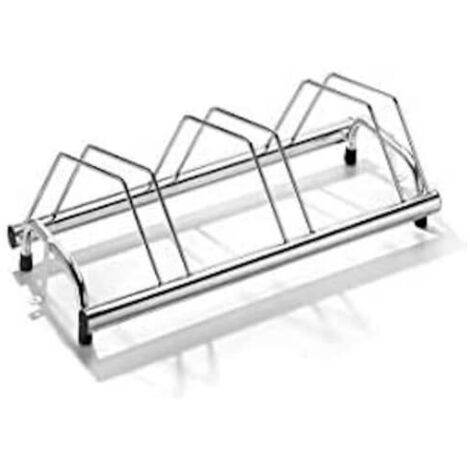 Andrys - Soporte para Bicicletas de Suelo Inclinado, con Tapones, Galvanizado en Frío, Color Plata, 100 x 42 x 40 cm, 3 Puestos