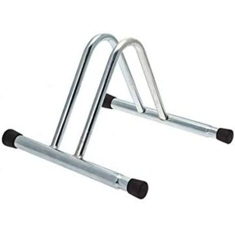 Andrys - Soporte para Bicicletas de Suelo Modulable de 1 Puesto, con Tapones de PVC Negros, Galvanizado en Frío, Color Plata, 38.5 x 38 x 26 cm
