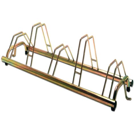 Andrys - Soporte para Bicicletas de Suelo para Exteriores e Interiores de 5 Puestos, Plazas Altas y Bajas, Tropical Oro, 140 x 42 x 40 cm