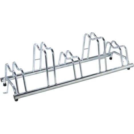 Andrys - Support de sol pour vélos extérieur et intérieur avec bouchons en PVC noir, en acier galvanisé à froid, couleur or tropical, 140 x 42 x 41 cm, 5 places - Posti: 5 - Colore: Argento - Finitura