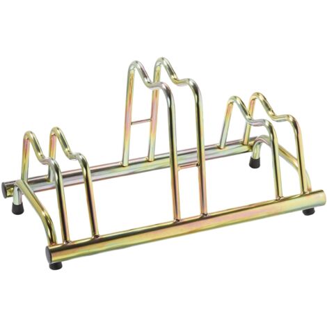 Andrys - Support de vélo au sol pour l'extérieur et l'intérieur avec embouts en PVC noirs, en acier galvanisé à froid, couleur or tropical, 77 x 42 x 42 cm, 3 places - Finitura: Zincato - Posti: 3 - C