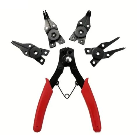 Anelli elastici, pinze per anelli di sicurezza, pinze per anelli elastici interni ed esterni, set di pinze a quattro teste per anelli elastici, per la rimozione dell'anello di bloccaggio del cambio