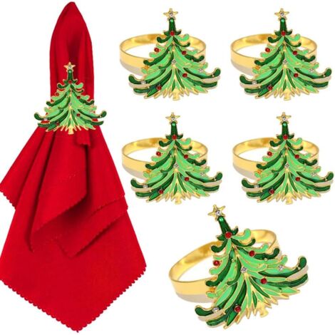 anelli per tovaglioli a forma di albero di Natale, anelli per tovaglioli per la decorazione della tavola di Natale, del Ringraziamento e di altre festività