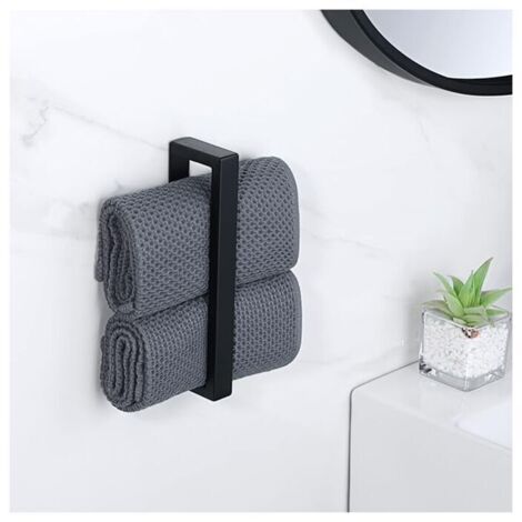 Anelli portasciugamani da bagno neri (rettangolari 24,5 cm), anelli portasciugamani da parete in acciaio inossidabile