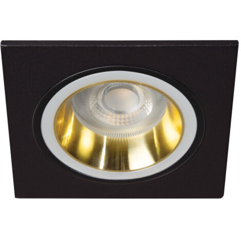 Anello decorativo spot insertibile - Quadrato oro/nero - Aluminio - 92x92mm - GU10/MR16