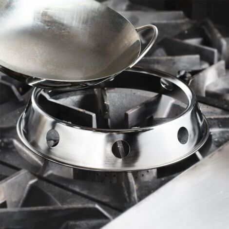 Anello di supporto per wok in acciaio inox CCYKXA - Adatto a wok con fondo tondo - Ideale per fornelli, piani cottura a gas e pentole - Per servire in tavola - Ø 23,5 cm