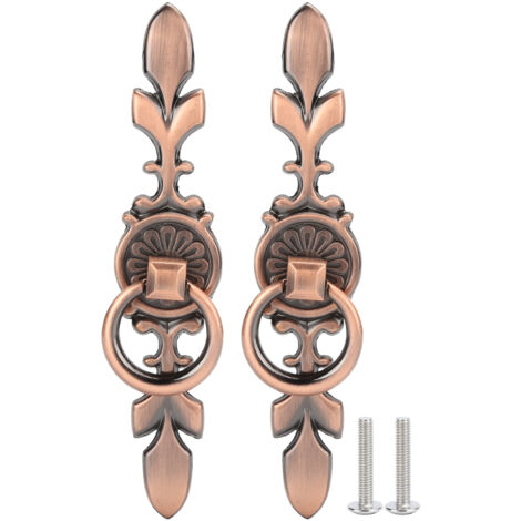 Anello, forma moderna e semplice, maniglia rotonda, facile da installare, 2 set di maniglie rotonde per cassetti a foro singolo (231 Bronzo Rosso Grande)