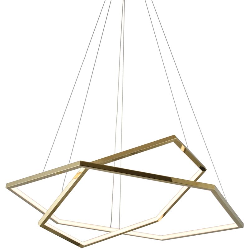 Image of Anello LED - Hexagon double oro - Lampadario esagonale oro 80 cm