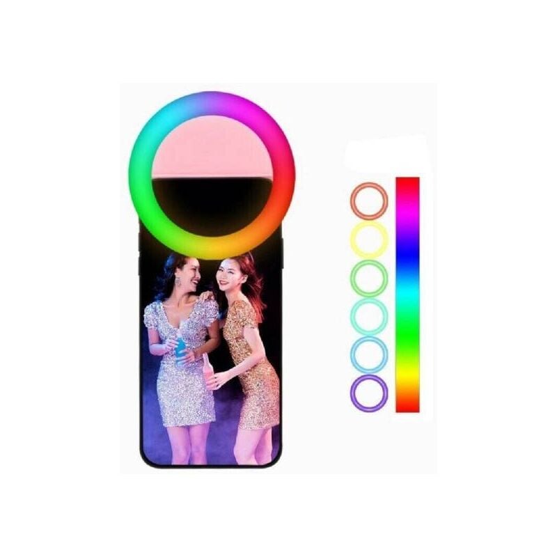 Image of Trade Shop Traesio - Trade Shop - Anello Luminoso a Led Per Selfie Rgb Multicolore Light Ring Ricaricabile