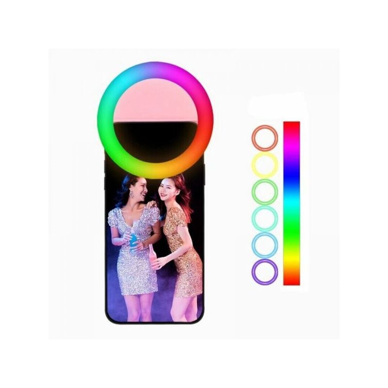 Image of Topolenashop - Anello luminoso a led per selfie rgb multicolore light ring Ricaricabile