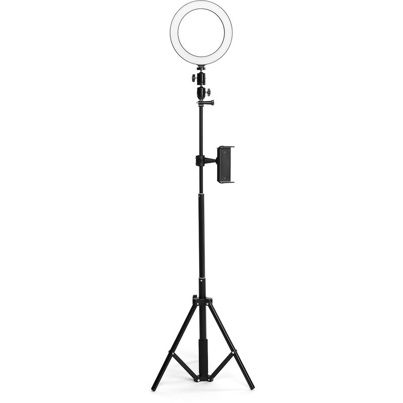 Image of Anello luminoso con treppiede regolabile clip per telefono 3 in 1 20 cm Hasaki