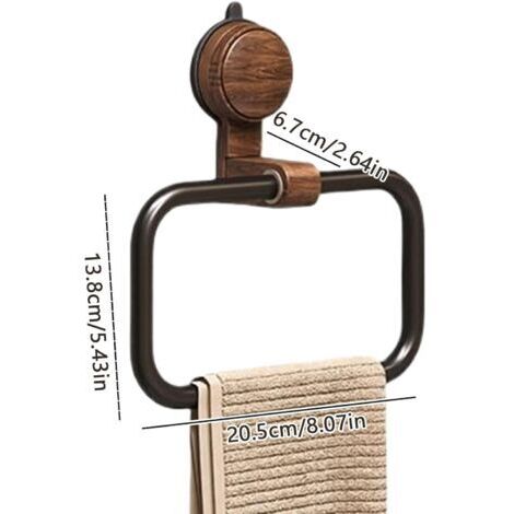 Anello portasciugamani vintage in legno di noce con ventosa, non richiede foratura, anelli portasciugamani per parete del bagno, portasciugamani in acciaio inossidabile resistenti all'usura e durevoli