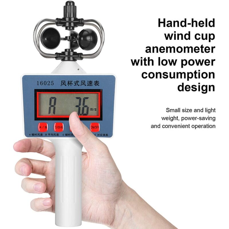 

Anemómetro, medidor de velocidad del viento tipo taza, promedio de velocidad del viento digital profesional de alta sensibilidad para medir la