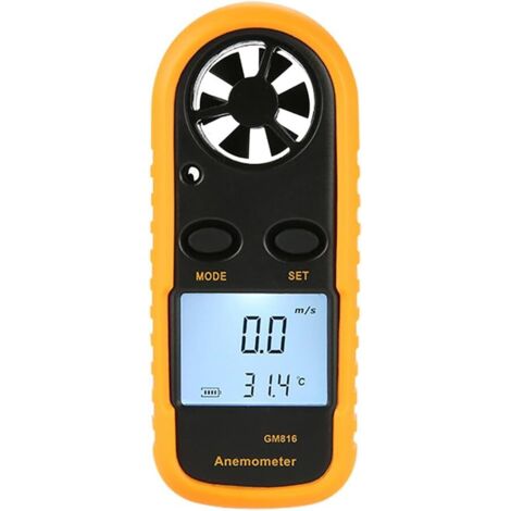 Anémomètre de poche, mini-jauge de vitesse du vent et de température avec écran LCD numérique pour planche à voile, cerf-volant, voile, surf, pêche