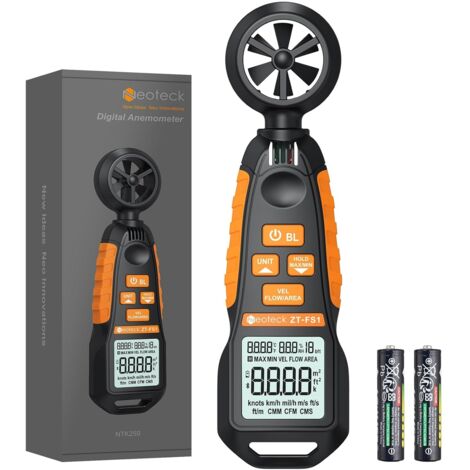 Anémomètre Numérique Portable Écran LCD Anemometre Extérieur Intérieur VMC pour Vitesse de Vent Mesure d'Humidité Température pour Camping Randonnée Bateau Cerf-volant Tir Alpinisme