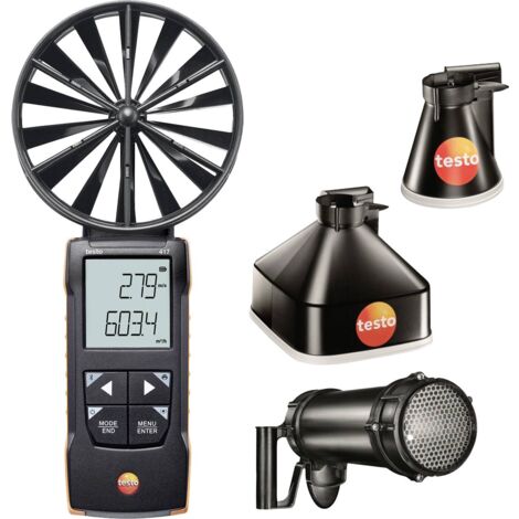 Anémomètre testo 417-2 0.3 à 20 m/s – Mesure précise du débit d'air – Application testo Smart APP – Compact et léger