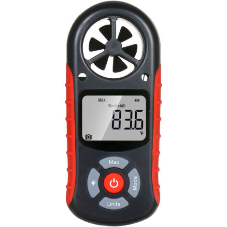 Anemómetro digital 8 en 1: velocidad del viento, temperatura, humedad, presión, altímetro. Pantalla LCD retroiluminada.