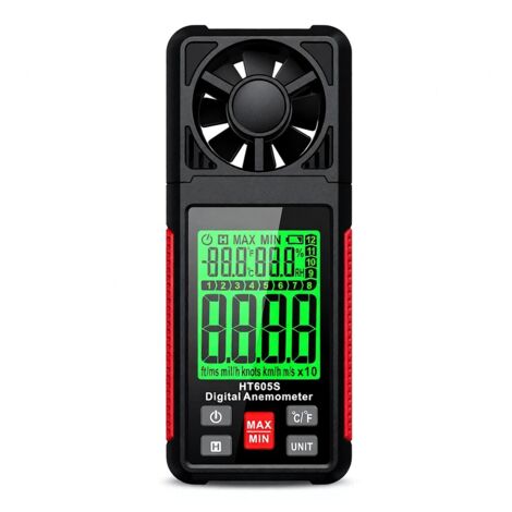 Anemómetro digital HABOTEST HT605S, escala Beaufort 0-12, pantalla LCD retroiluminada, mide la velocidad del viento, la temperatura y la humedad, para navegación, surf y drones.