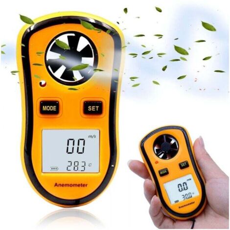 Anemómetro digital - Medidor de velocidad del viento + Temperatura + Escala Beaufort - Pantalla LCD
