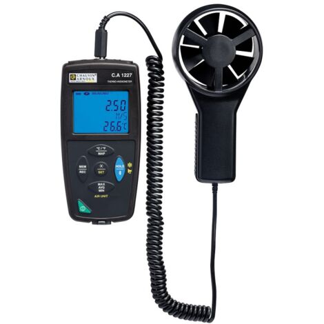 Anemometro digitale AMRA Chauvin Arnoux C.A 1227, 0,50  27m/s, temperatura -2050°C / -4122°F, interfaccia USB e bluetooth