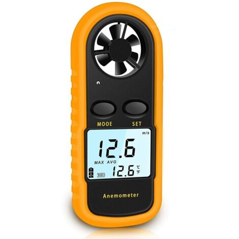 Anemómetro portátil Anemómetro digital de alta precisión (± 5%) con retroiluminación LCD, anemómetro portátil