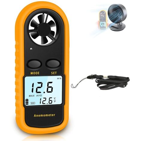 Anemómetro Portátil, Anemómetro Digital de Alta Precisión (±5%) con Retroiluminación LCD, Anemómetro Portátil para Exteriores, HAVC, Drones