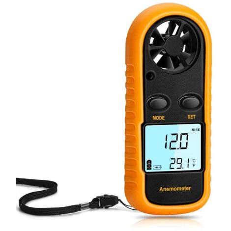 Anemómetro portátil, anemómetro digital ligero, anemómetro y termómetro con pantalla LCD digital para cometas.
