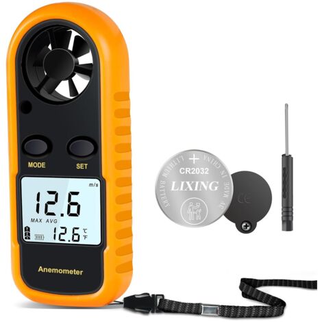 Anemometro portatile Anemometro digitale ad alta precisione (+/-5%) con retroilluminazione LCD, anemometro portatile per esterni, HAVC, droni