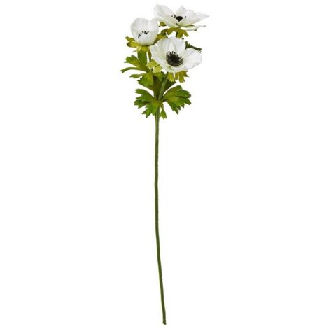 Anemone Spray (Single Stem Flower) - Plastic - Height 56 cm - White
